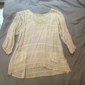 Johnny Was White Cream long sleeve top